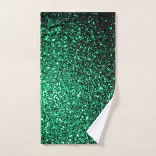 Emerald Green glitter sparkles Hand Towel