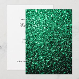 Emerald Green glitter sparkles Personalise Invitation