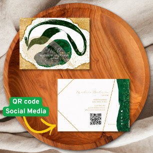 Emerald Green Glitter Website QR Code Business Card