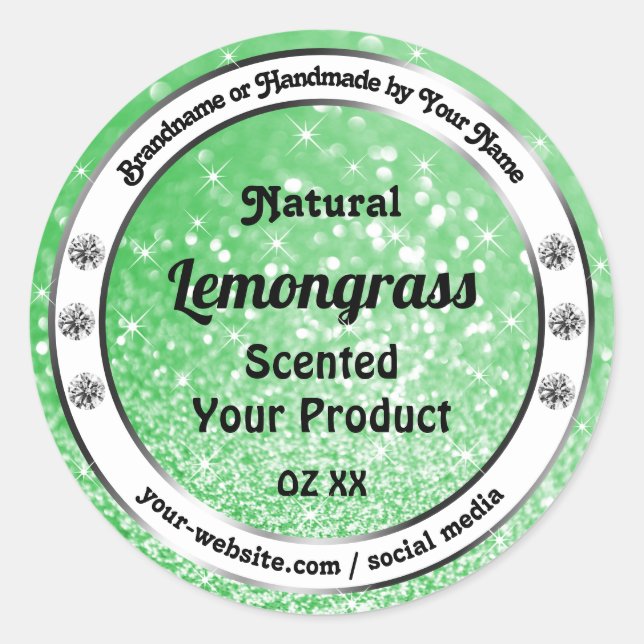 Emerald Green Glitter with Diamonds Product Labels (Front)