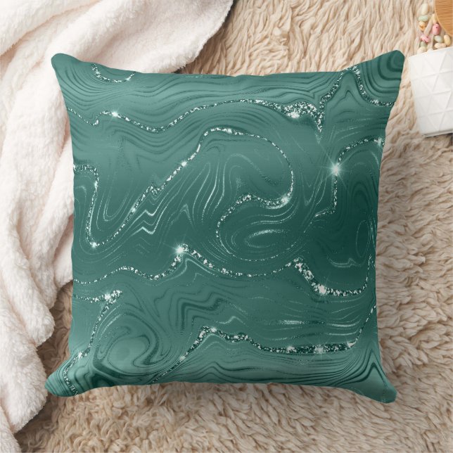 Emerald Green Glitzy Marble Cushion (Blanket)