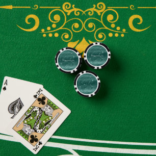 Emerald Green Glitzy Marble Personalised Poker Chips
