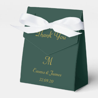 Emerald Green & God Monogram Wedding Thank You Favour Box