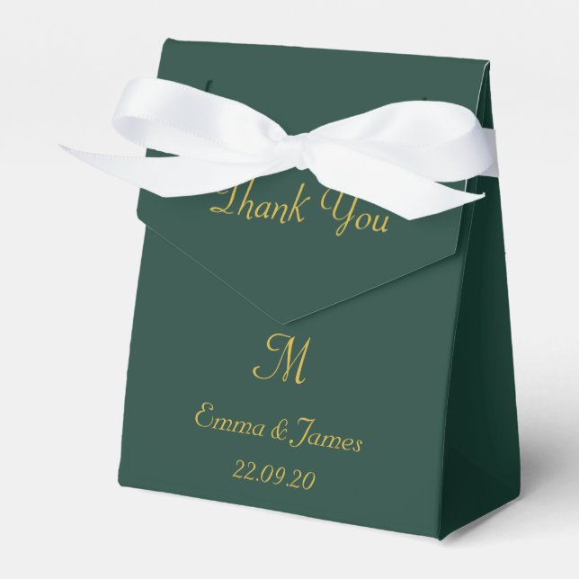 Emerald Green & God Monogram Wedding Thank You  Favour Box (Front Side)