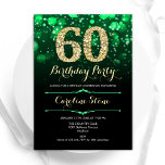 Emerald Green Gold 60th Birthday Invitation<br><div class="desc">60th birthday party invitation. Elegant emerald green and black design with faux glitter gold. Features stylish diamonds, bokeh lights and script font. Men or women bday invite. Perfect for a stylish adult birthday party. Personalise with your own details. Message me if you need further customisation. Printed Zazzle invitations or instant...</div>