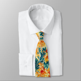 Emerald Green & Gold Abstract Paisley Leaves (3) Tie