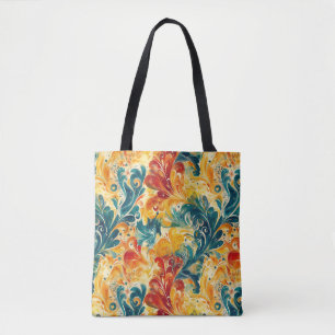Emerald Green & Gold Abstract Paisley Leaves (3) Tote Bag
