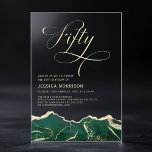 Emerald Green Gold Agate 50th Fifty Birthday Party Acrylic Invitations<br><div class="desc">A luxurious and elegant 50th birthday invitation featuring a stunning emerald green and gold agate design. Printed on high-quality cardstock, this invitation blends modern sophistication with timeless charm. The rich emerald hues accented by shimmering gold details create a regal and refined aesthetic, making it the perfect choice for a stylish...</div>