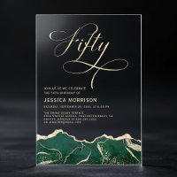 Emerald Green Gold Agate 50th Fifty Birthday Party