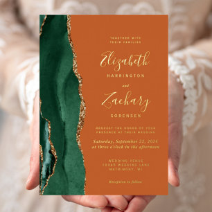 Emerald Green Gold Agate Burnt Orange Wedding