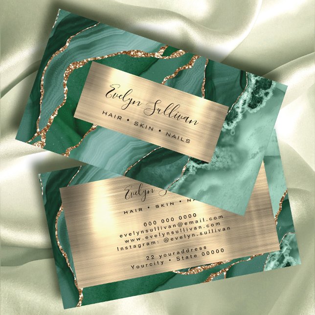 Emerald Green Gold Agate Business Card (Creator Uploaded)