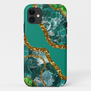 Emerald Green & Gold Agate Geode Case-Mate iPhone Case
