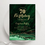 Emerald Green Gold Agate Marble 70th Birthday<br><div class="desc">Emerald green and gold agate 70th birthday party invitation. Elegant modern design featuring watercolor agate marble geode background,  faux glitter gold and typography script font. Trendy invite card perfect for a stylish women's bday celebration. Printed Zazzle invitations or instant download digital printable template.</div>