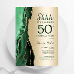 Emerald Green Gold Agate Surprise 50th Birthday Invitation<br><div class="desc">Emerald green and gold agate surprise 50th birthday party invitation. Elegant modern design featuring watercolor agate marble geode background,  faux glitter gold and typography script font. Trendy invite card perfect for a stylish women's bday celebration. Printed Zazzle invitations or instant download digital printable template.</div>