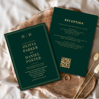 Emerald Green Gold All in One QR Code Wedding