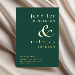 Emerald Green Gold Ampersand Wedding Save The Date
