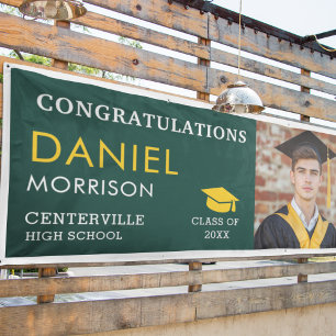 Emerald Green Gold Black Photo Graduate Graduation Banner