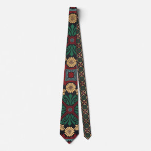 Emerald Green & Gold Bohemian Tie