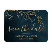 Emerald Green Gold Botanical Elegant Save the Date