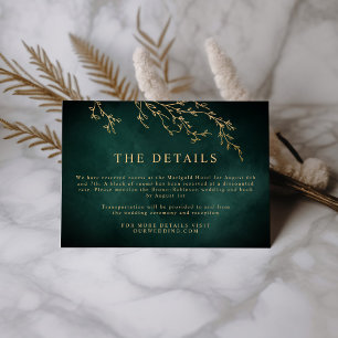 Emerald Green & Gold Botanical Elegant Wedding Enclosure Card