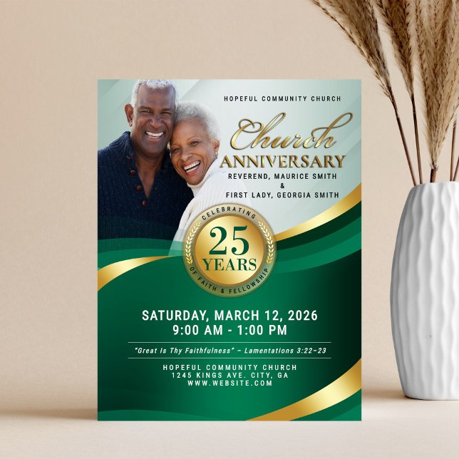 Emerald Green & Gold Church Anniversary Flyer (Creator Uploaded)