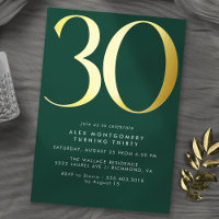 Emerald Green & Gold | Contemporary 30th Birthday