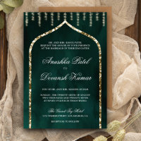 Emerald Green Gold Ethnic Indian Arch Wedding
