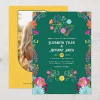 Emerald Green & Gold Floral Mexican Fiesta Wedding