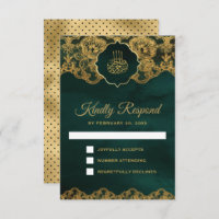 Emerald Green Gold Foil Lace Islamic Wedding