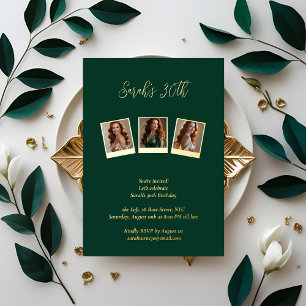 Emerald Green & Gold Foil Photo 30th Birthday 