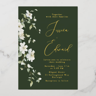 Emerald Green & Gold Foil + Wildflower Wedding