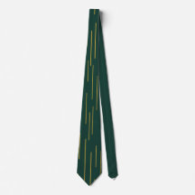 Emerald Green Gold Geometric Line Tie