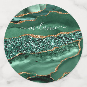 Emerald Green Gold Glitter Confetti Custom Name