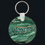 Emerald Green Gold Glitter Custom Name Keychain<br><div class="desc">green, gold, marble, emerald, keychain, personalized, keychains, name, glitter, accessoPersonalized Custom Name Keychains with Emerald Green Gold Glitter Agate Geode Sparkly Marble Keychain Gift - Your Birthday - Anniversary or Wedding Gifts / Accessories - Add Your Name - Text or Remove - Make Your Special Keyrings Gift - Resize and...</div>