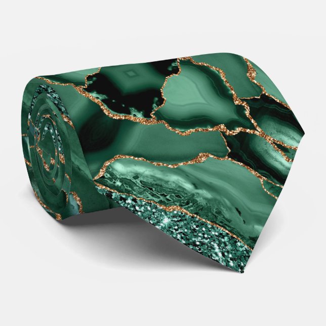 Emerald Green Gold Glitter Neck Tie (Rolled)
