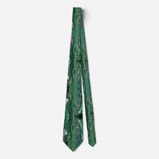 Emerald Green Gold Glitter Tie (Front)