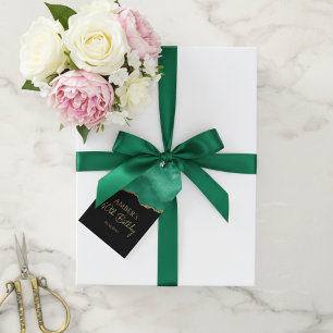Emerald Green Gold Glitter  Watercolor Marble Gift Tags