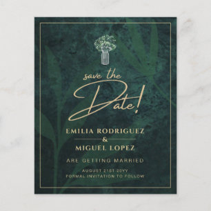 Emerald Green Gold Gypsophila Wedding SAVE DATE Flyer