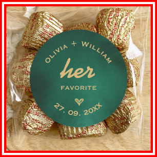 Emerald Green Gold Her Favorite His Favorite Favor Classic Round Sticker