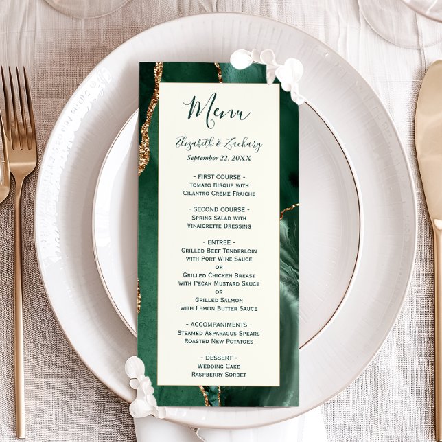 Emerald Green Gold Ivory Wedding Menu (Creator Uploaded)