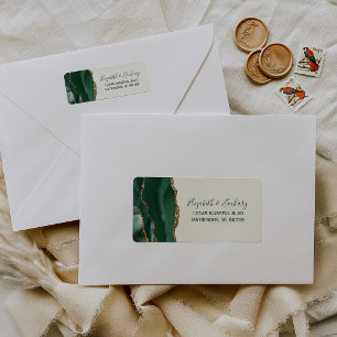 Emerald Green Gold Ivory Wedding Return Address