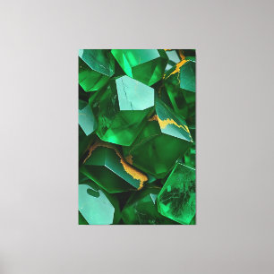Emerald Green Gold Kintsugi Abstract Art Canvas Print