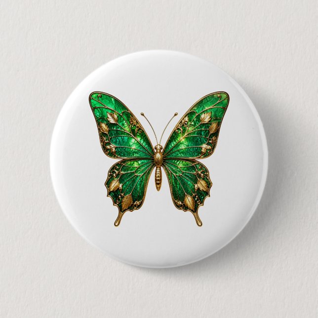 Emerald Green Gold Leaf Swallowtail Pin (Front)