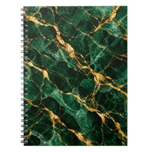 Emerald Green Gold Marble Elegance Notebook