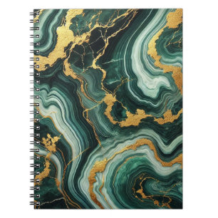 Emerald Green & Gold Marble Look Glam  Notebook