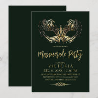 Emerald Green Gold Masquerade Party Birthday