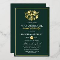 Emerald Green & Gold Masquerade Sweet 16 Party