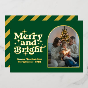 Emerald Green & Gold Modern Retro Christmas Photo