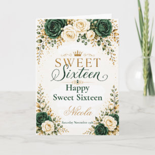 Emerald Green Gold Sweet Sixteen Card
