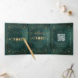 Emerald Green & Gold Tarot Celestial Wedding Tri-Fold Invitation<br><div class="desc">Emerald Green & Gold Tarot Celestial Wedding Tri-Fold Invitation</div>